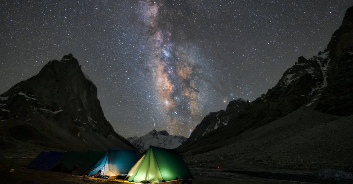 Starry sky with Milky Way over a remote campsite in Zanskar, Himalayas.